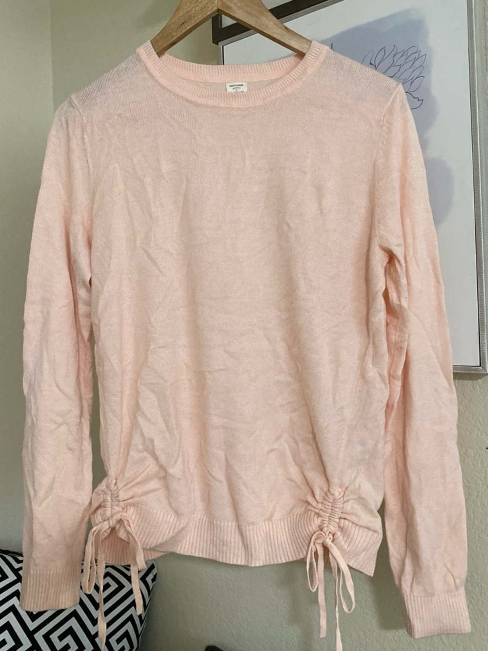 Women's Blush Drawstring Hem Crewneck Sweater